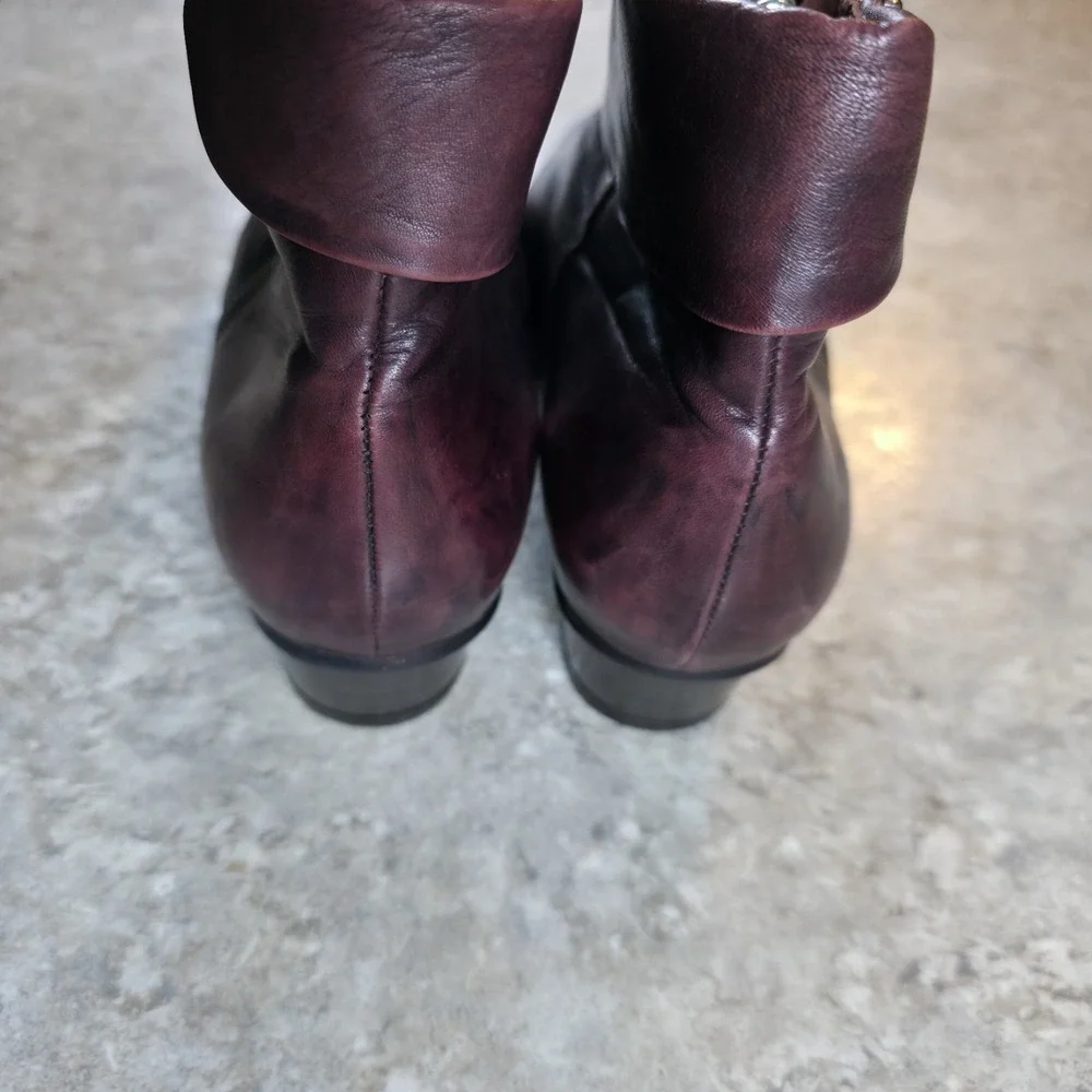 Regarde Le Ciel Womens Stefany Boot Red Burgundy Leather Bootie Low Size 38‎ / 8